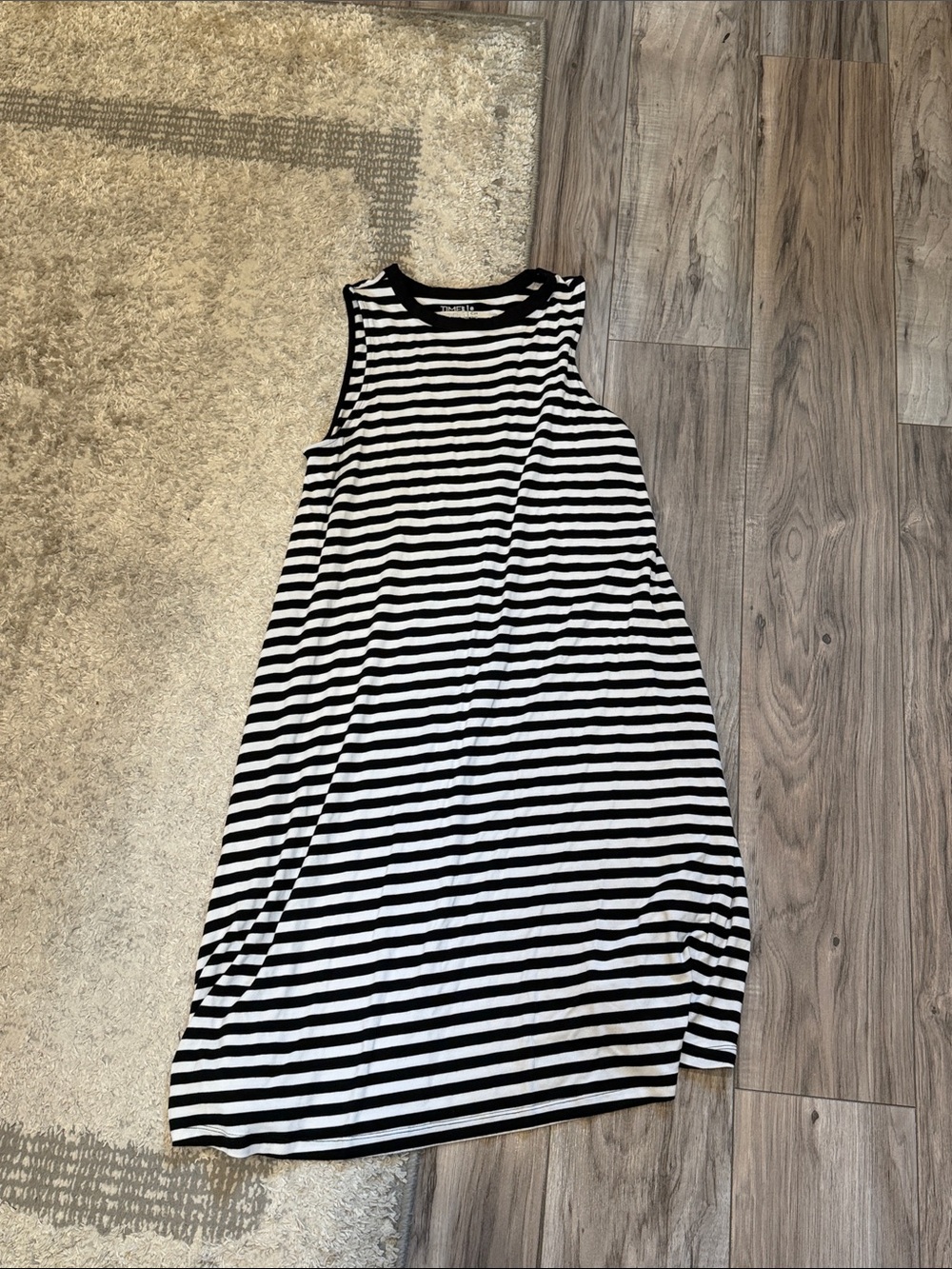 Time and Tru Black & White Striped Midi Shift Dress